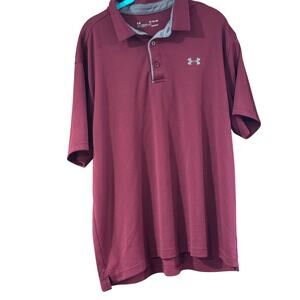 Under Armour Heatgear Burgundy Red Polo Sports Shirt Short Sleeve Mens Size XL